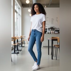 Madewell High Rise, Skinny, midweight, mid wash jeans
